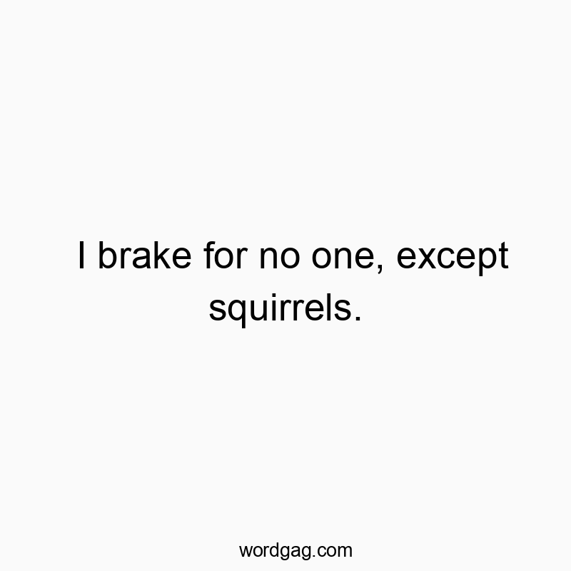 I brake for no one, except squirrels.