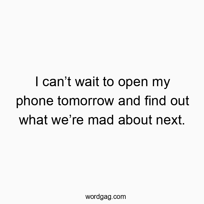 Funny media quotes - I can’t wait to open my phone tomorrow and find out what we’re mad about next.
