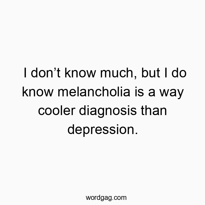 I donโt know much, but I do know melancholia is a way cooler diagnosis than depression.
