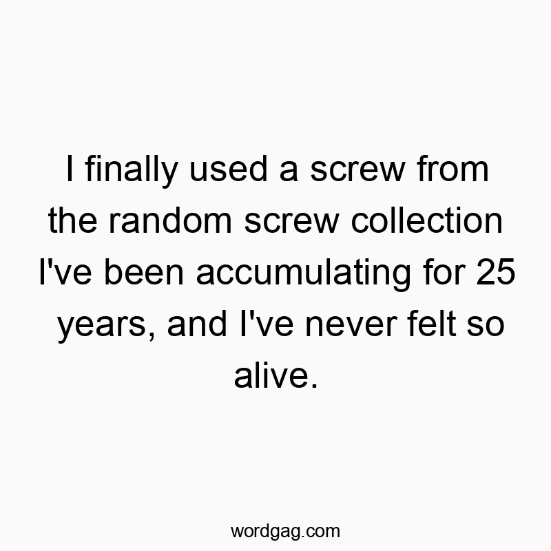 I finally used a screw from the random screw collection I’ve been accumulating for 25 years, and I’ve never felt so alive.
