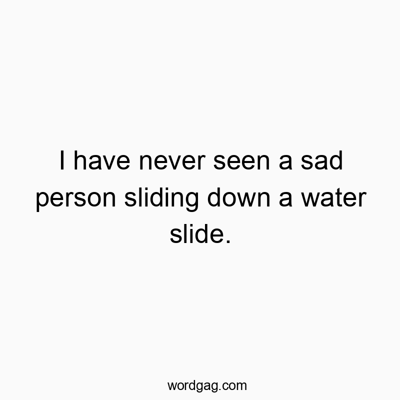 Funny happiness quotes - I have never seen a sad person sliding down a water slide.