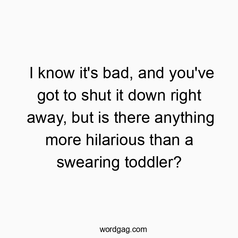 Funny bad behavior quotes - I know it’s bad, and you’ve got to shut it down right away, but is there anything more hilarious than a swearing toddler?