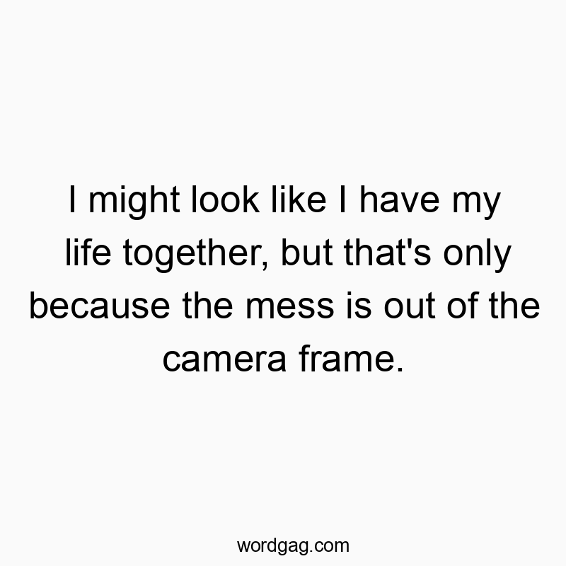 Funny humor quote quotes - I might look like I have my life together, but that’s only because the mess is out of the camera frame.