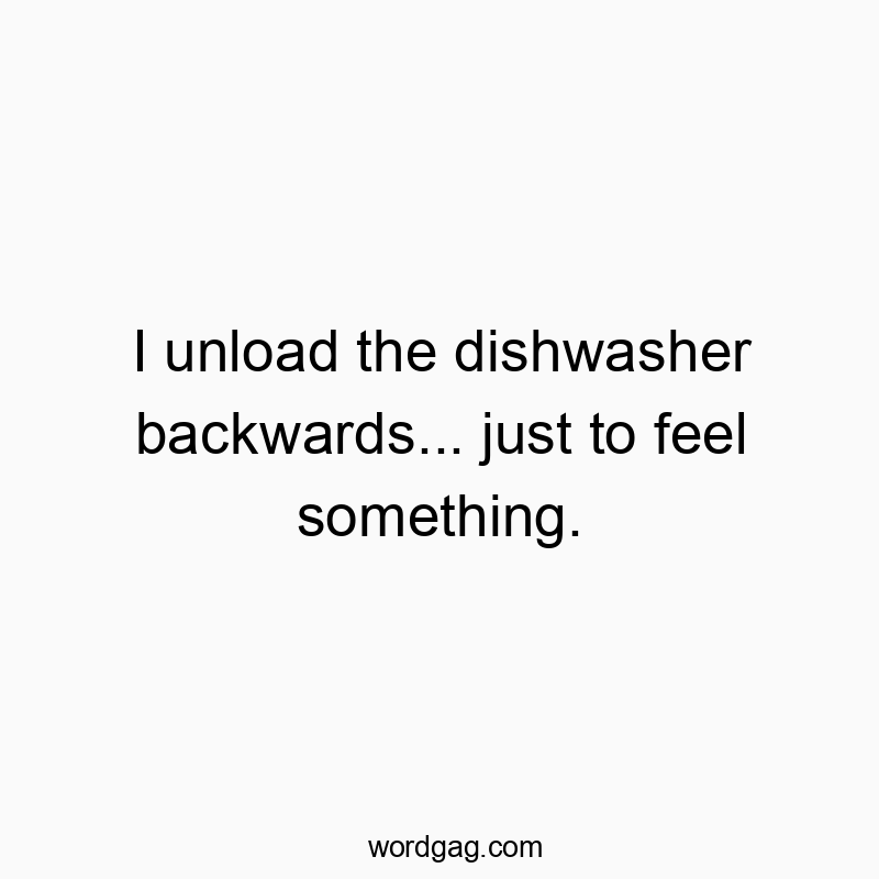 I unload the dishwasher backwards… just to feel something.