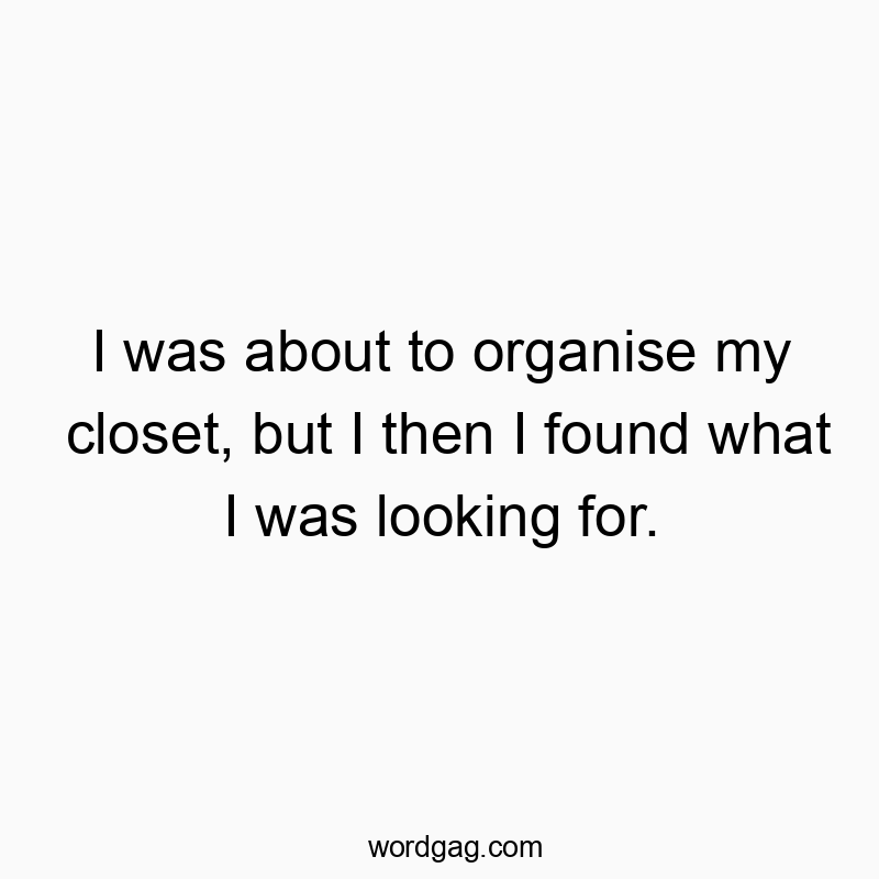 I was about to organise my closet, but I then I found what I was looking for.