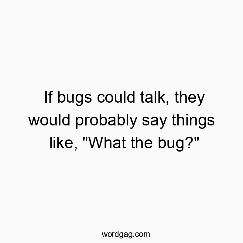 If bugs could talk, they would probably say things like, “What the bug?”