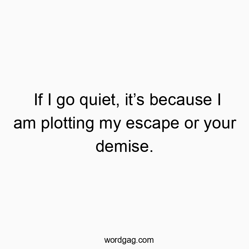 If I go quiet, itโs because I am plotting my escape or your demise.