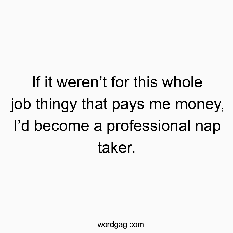 If it weren’t for this whole job thingy that pays me money, I’d become a professional nap taker.