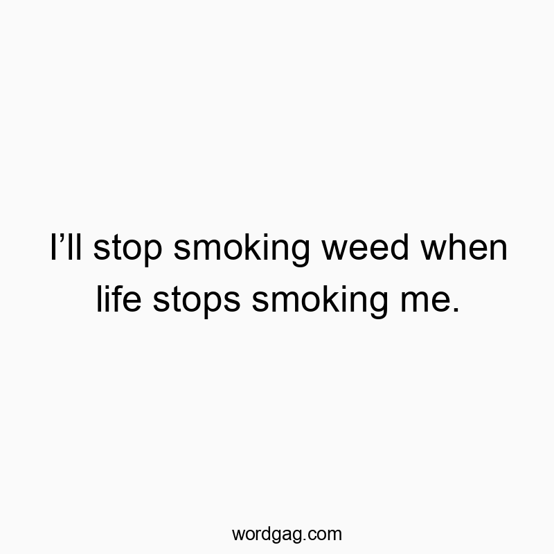 Funny coping mechanism quotes - I’ll stop smoking weed when life stops smoking me.