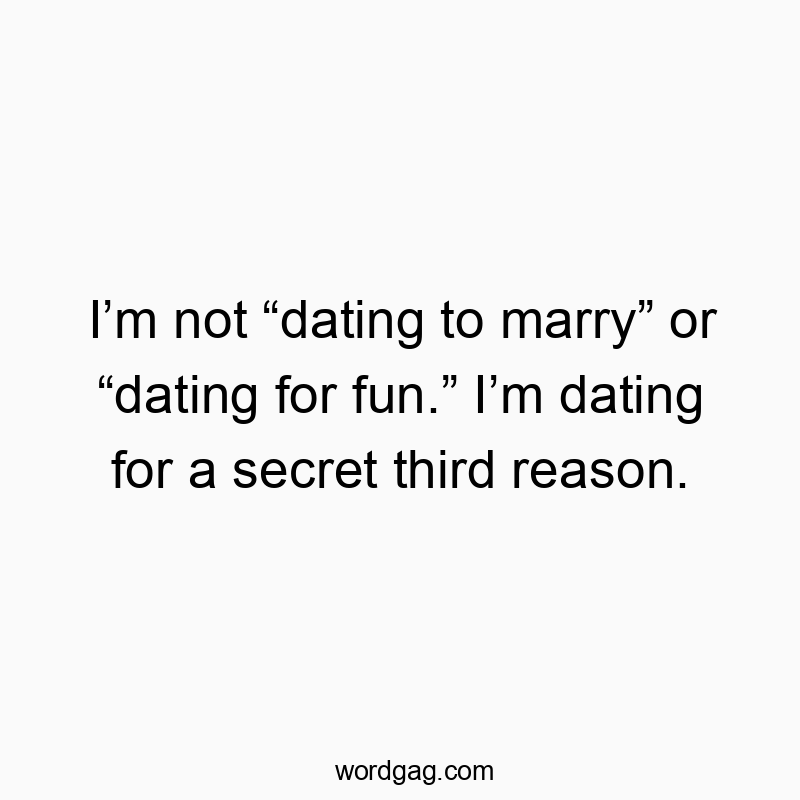 Iโm not โdating to marryโ or โdating for fun.โ Iโm dating for a secret third reason.
