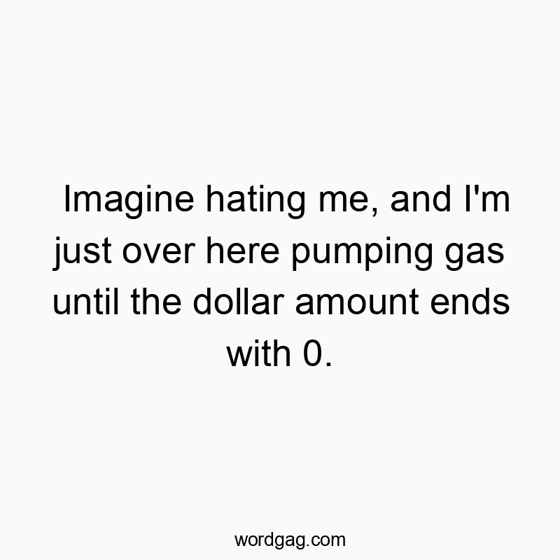 Imagine hating me, and I’m just over here pumping gas until the dollar amount ends with 0.