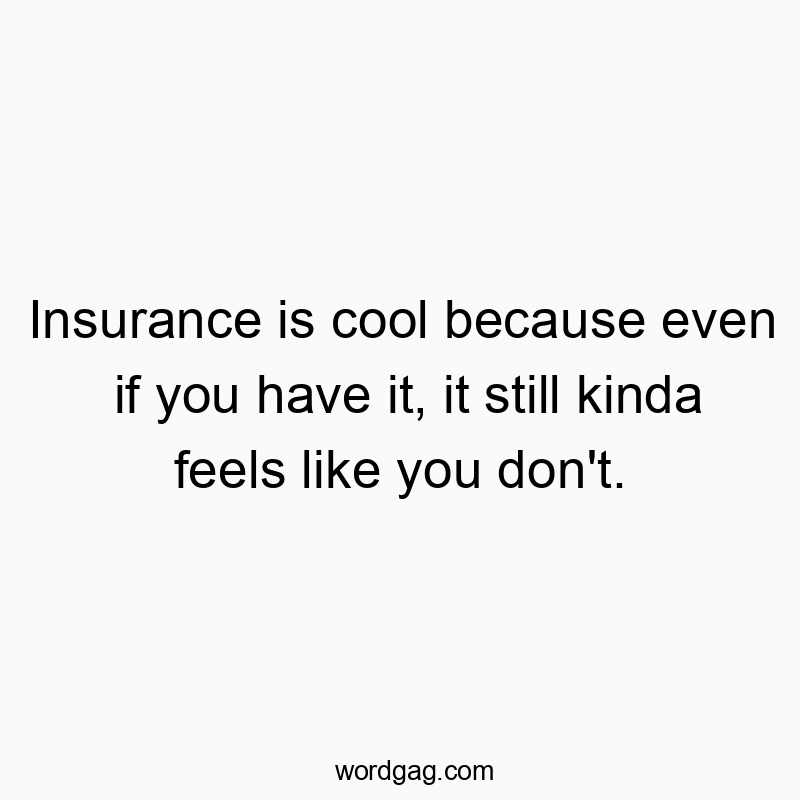 Insurance is cool because even if you have it, it still kinda feels like you don’t.