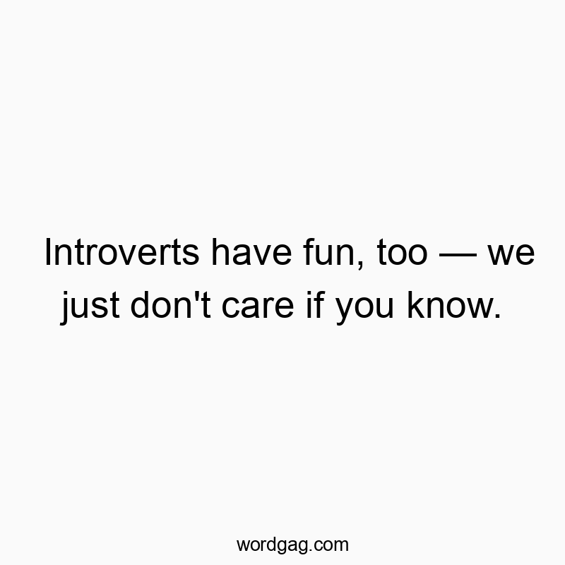 Introverts have fun, too — we just don’t care if you know.