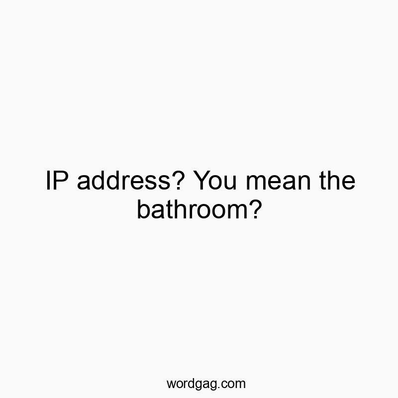 IP address? You mean the bathroom?