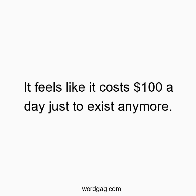 It feels like it costs $100 a day just to exist anymore.