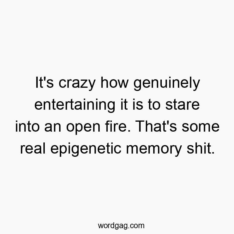 Funny entertaining quotes - It’s crazy how genuinely entertaining it is to stare into an open fire. That’s some real epigenetic memory shit.