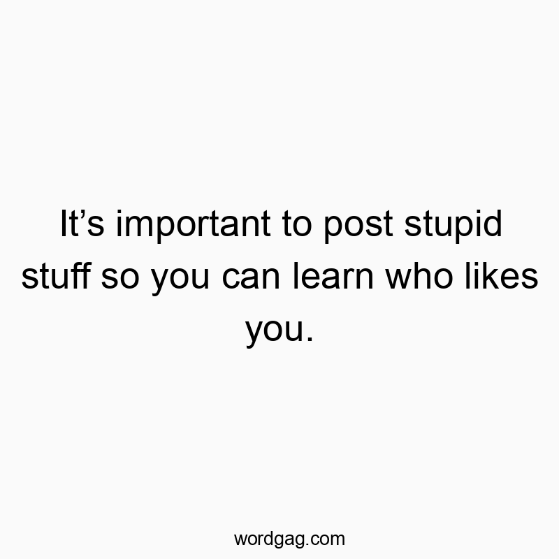 Funny social media quotes - It’s important to post stupid stuff so you can learn who likes you.