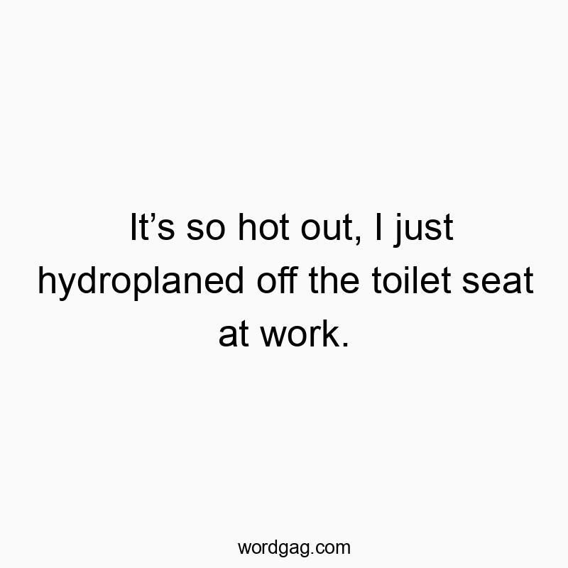 Itโs so hot out, I just hydroplaned off the toilet seat at work.