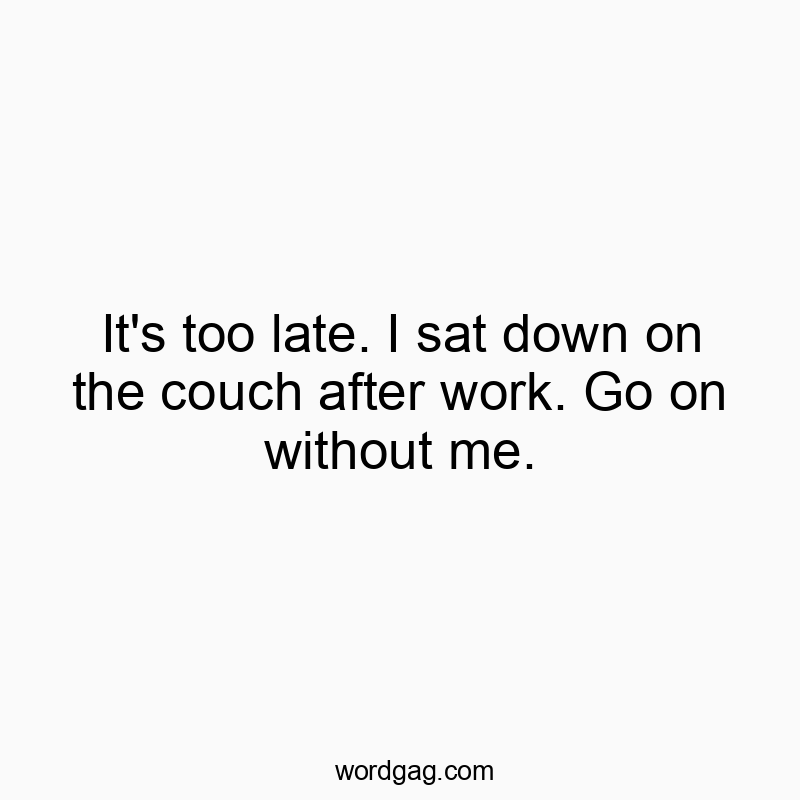 It’s too late. I sat down on the couch after work. Go on without me.