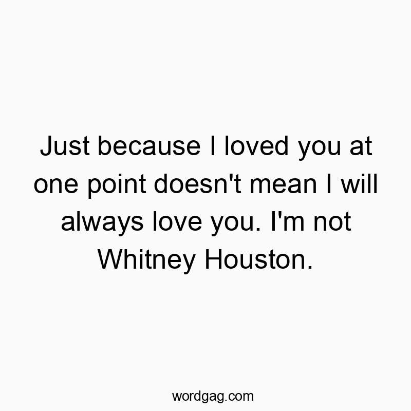 Just because I loved you at one point doesn’t mean I will always love you. I’m not Whitney Houston.