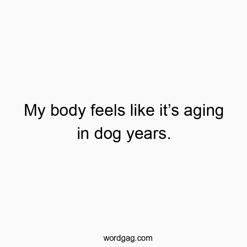 My body feels like it’s aging in dog years.