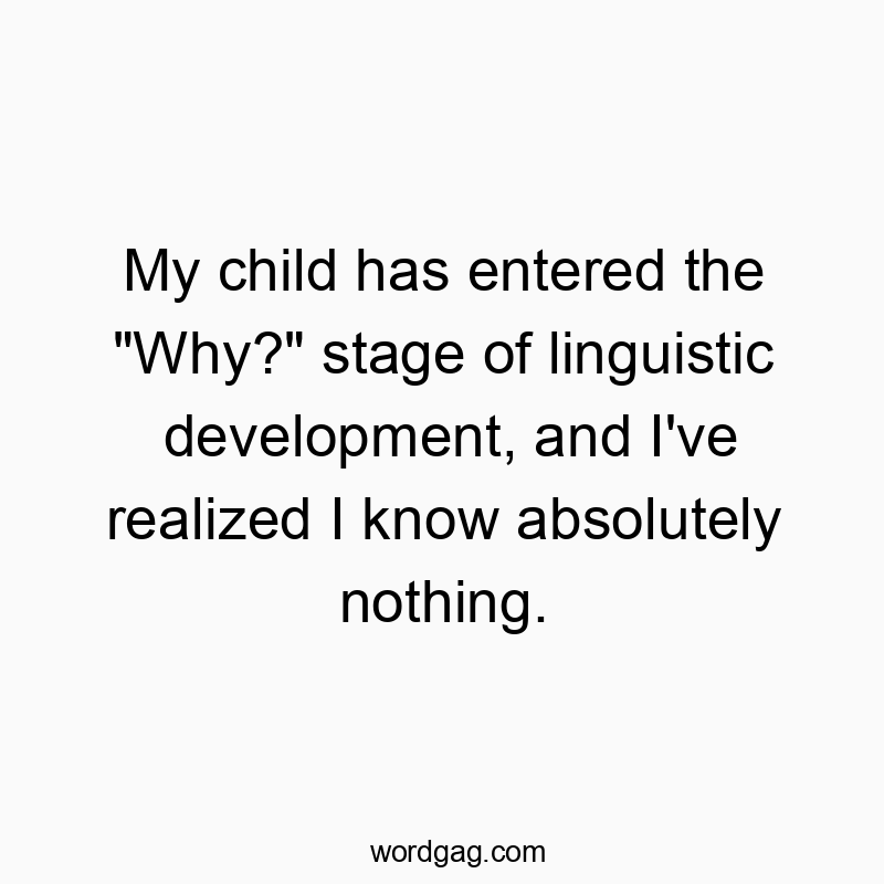 My child has entered the “Why?” stage of linguistic development, and I’ve realized I know absolutely nothing.