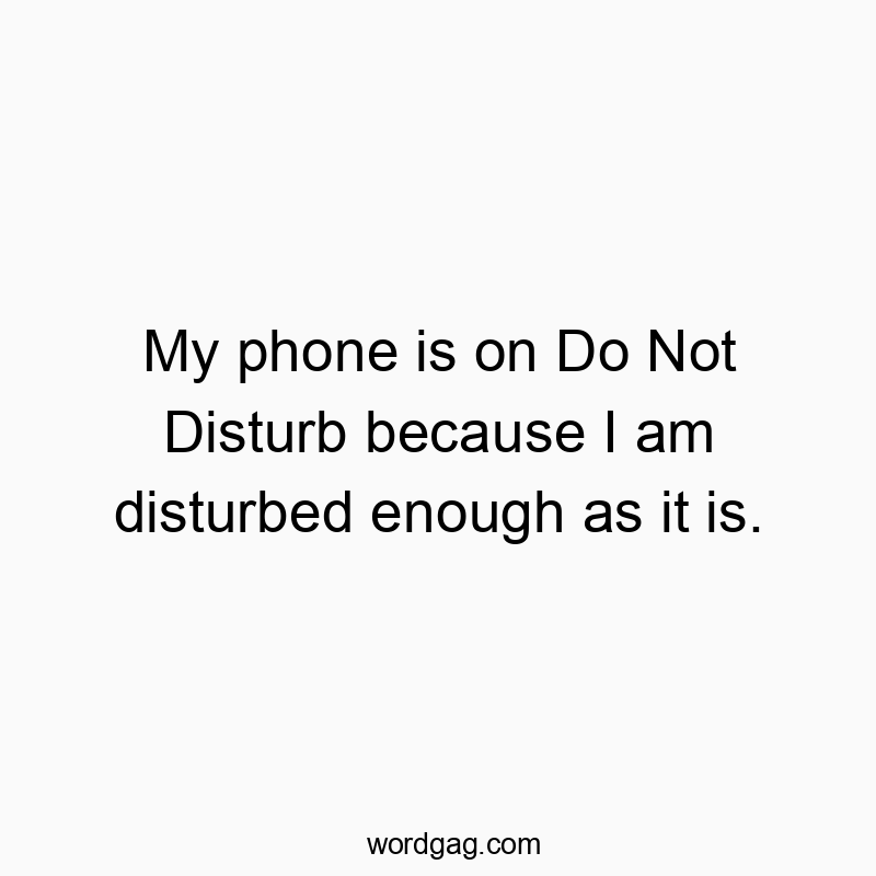 Funny enough quotes - My phone is on Do Not Disturb because I am disturbed enough as it is.