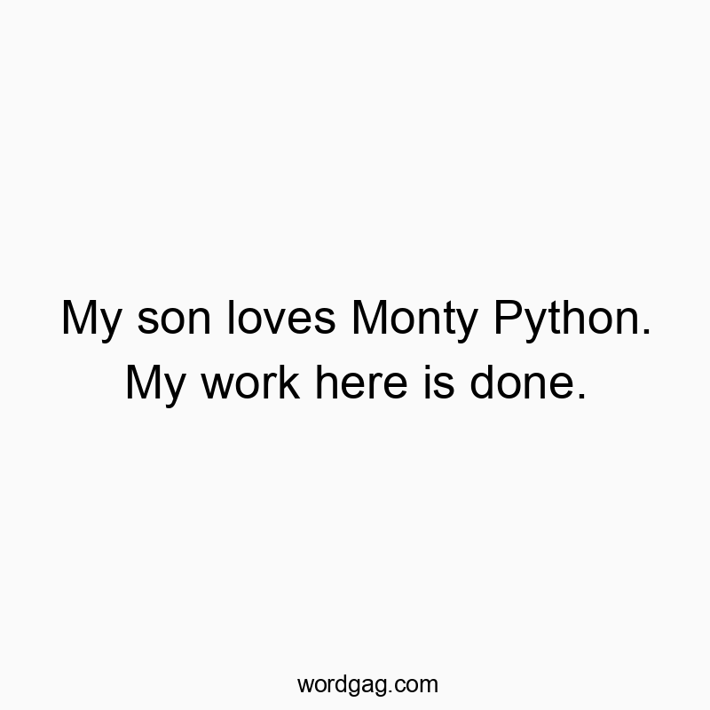 Funny comedy quotes - My son loves Monty Python. My work here is done.
