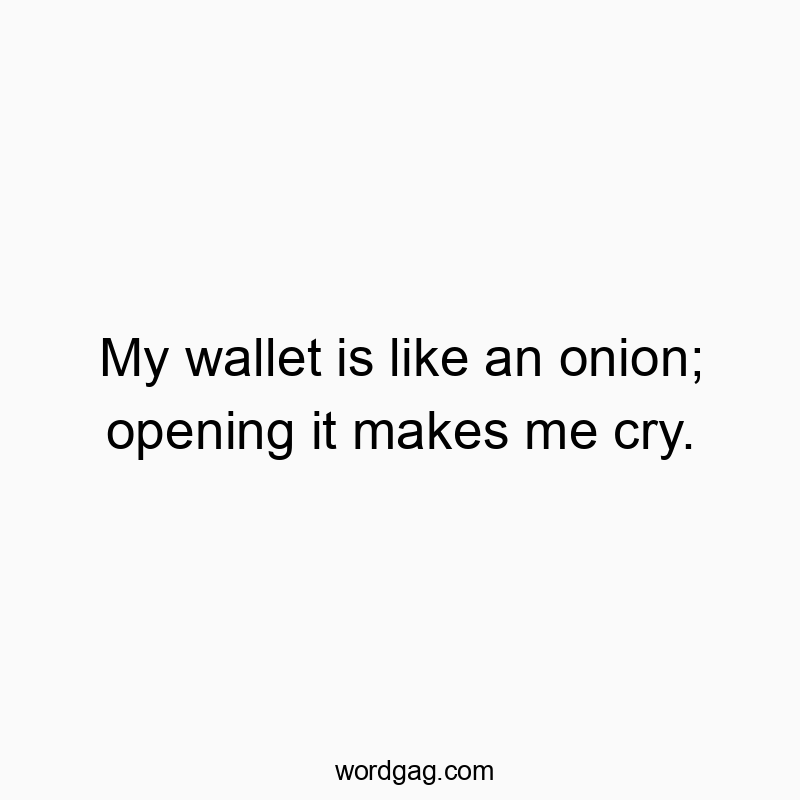 My wallet is like an onion; opening it makes me cry.