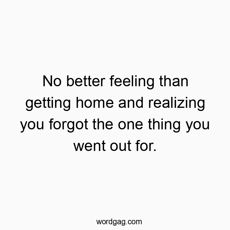 Funny feeling quotes - No better feeling than getting home and realizing you forgot the one thing you went out for.