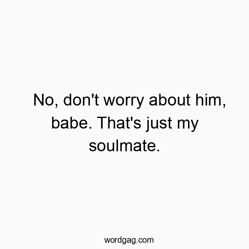 Funny love quotes - No, don’t worry about him, babe. That’s just my soulmate.