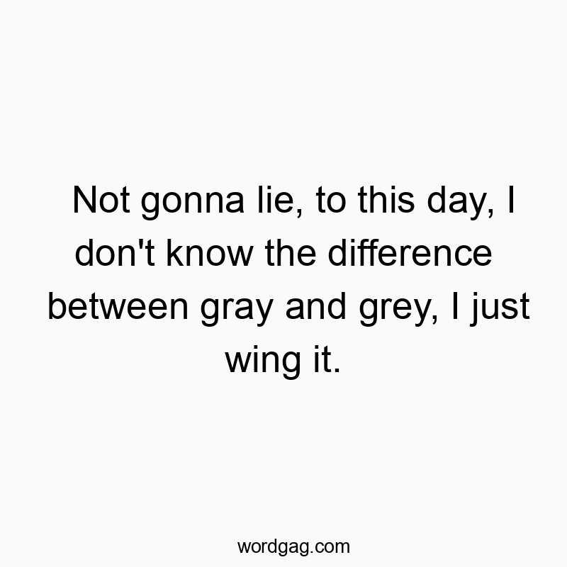 Funny confusion quotes - Not gonna lie, to this day, I don’t know the difference between gray and grey, I just wing it.