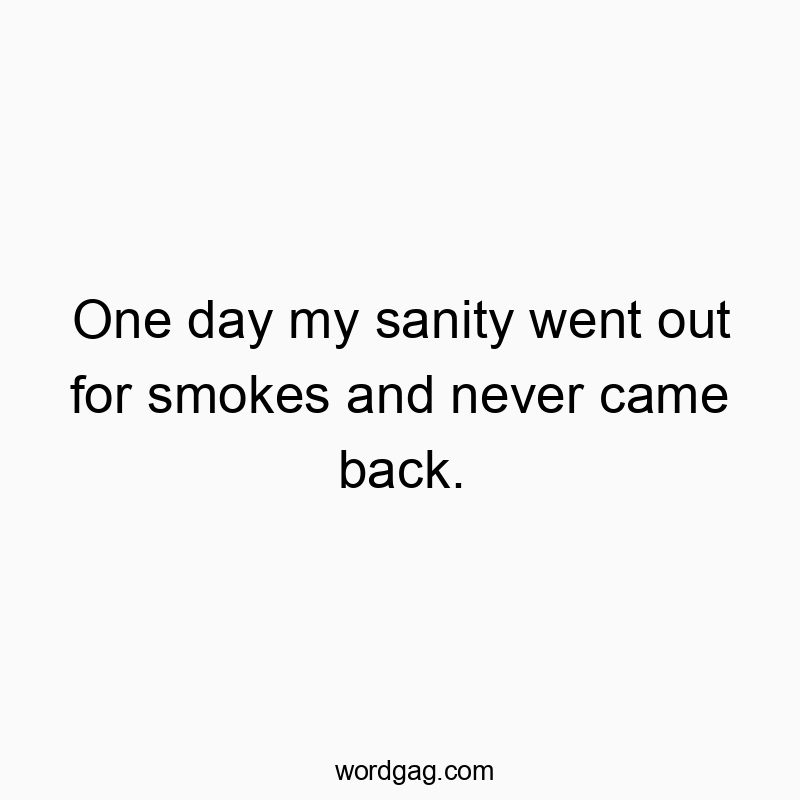 Funny smoke quotes - One day my sanity went out for smokes and never came back.