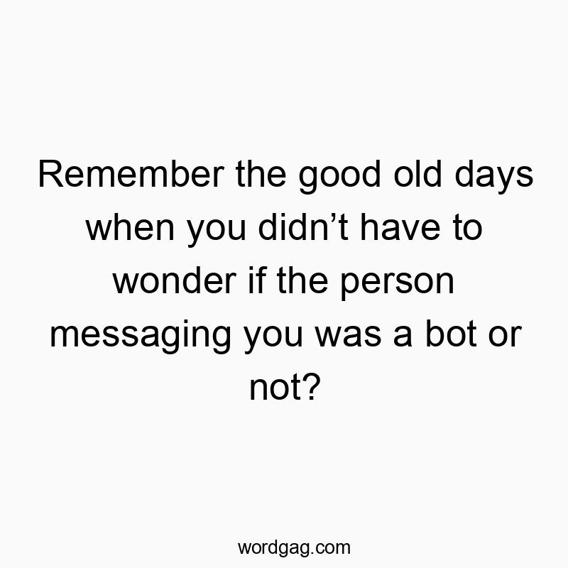 Remember the good old days when you didnโt have to wonder if the person messaging you was a bot or not?