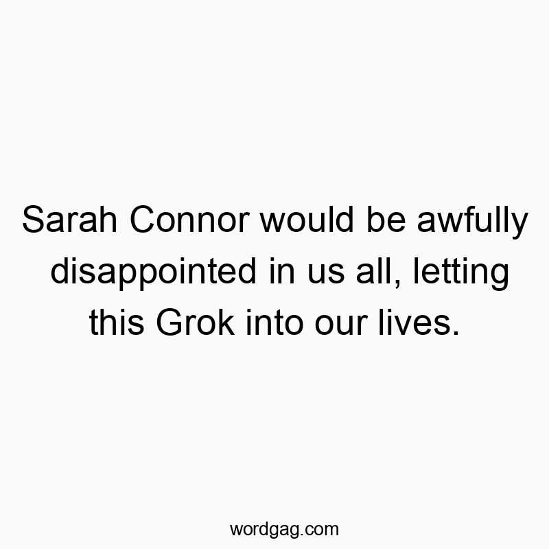 Sarah Connor would be awfully disappointed in us all, letting this Grok into our lives.