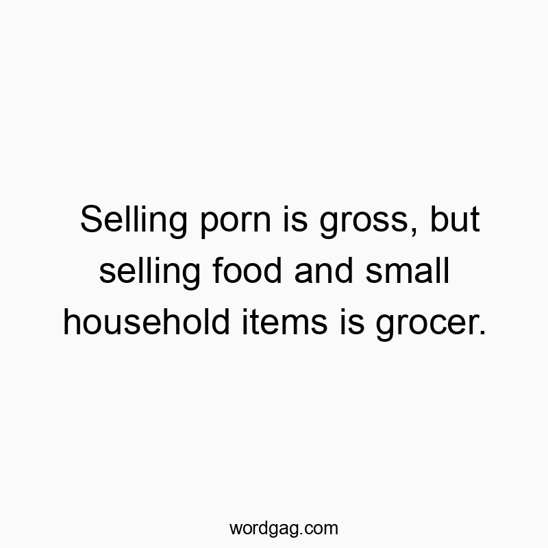 Funny household quotes - Selling porn is gross, but selling food and small household items is grocer.