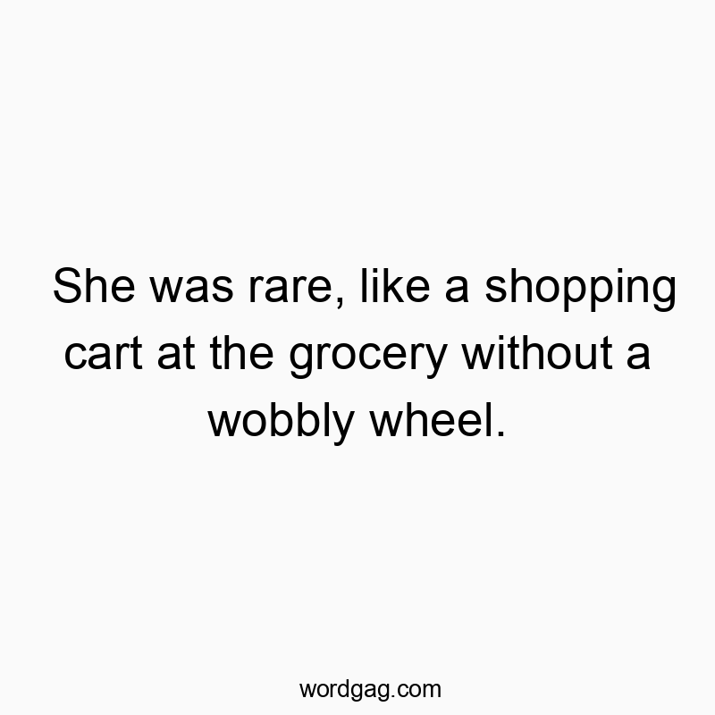 She was rare, like a shopping cart at the grocery without a wobbly wheel.