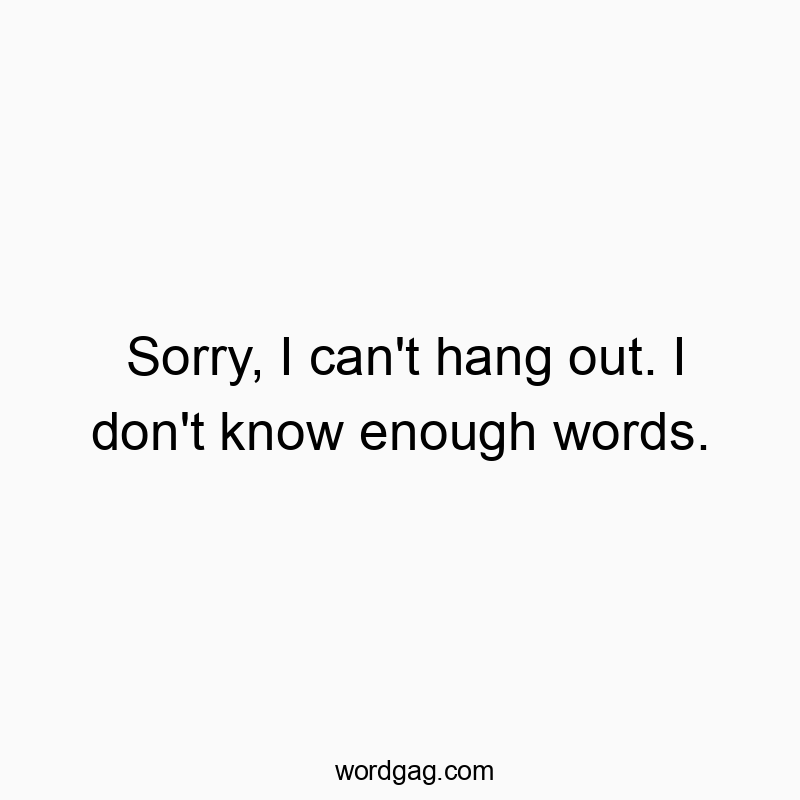 Sorry, I can’t hang out. I don’t know enough words.