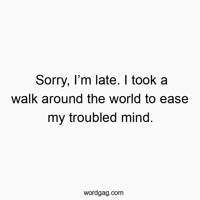 Sorry, I’m late. I took a walk around the world to ease my troubled mind.