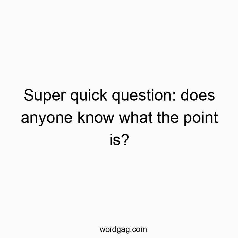 Super quick question: does anyone know what the point is?