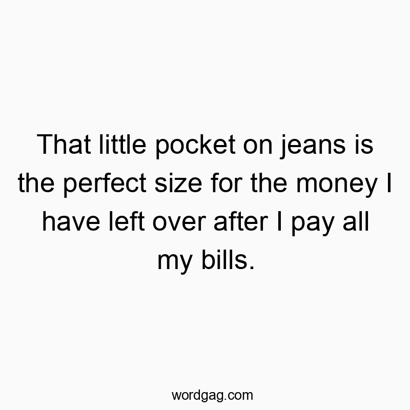 That little pocket on jeans is the perfect size for the money I have left over after I pay all my bills.