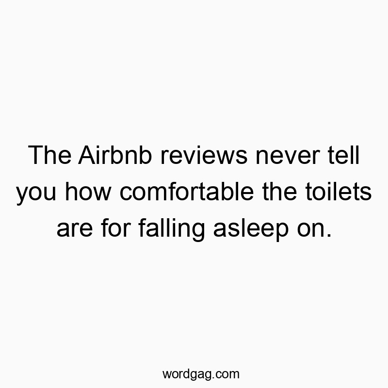 The Airbnb reviews never tell you how comfortable the toilets are for falling asleep on.