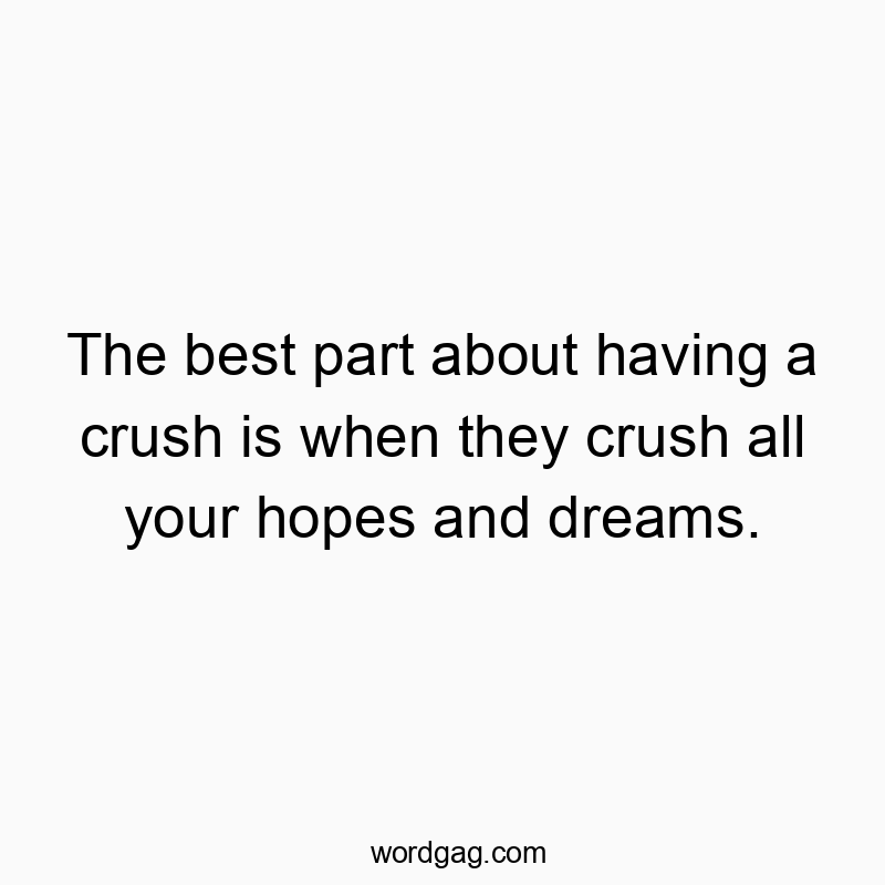 The best part about having a crush is when they crush all your hopes and dreams.