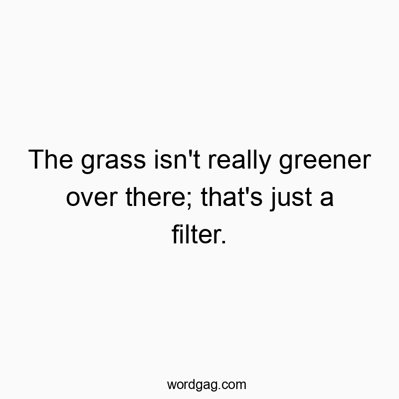 The grass isn’t really greener over there; that’s just a filter.