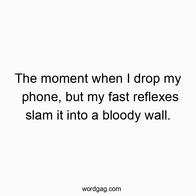 Funny slam quotes - The moment when I drop my phone, but my fast reflexes slam it into a bloody wall.