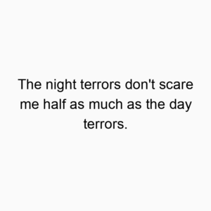 The night terrors don’t scare me half as much as the day terrors.