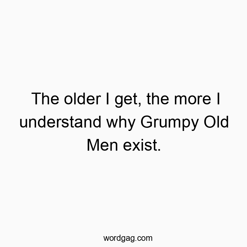 The older I get, the more I understand why Grumpy Old Men exist.