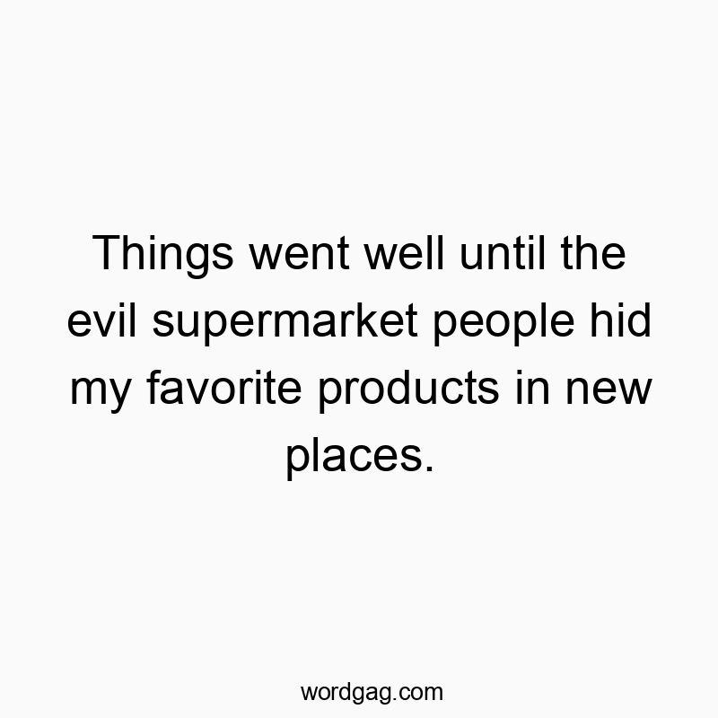 Things went well until the evil supermarket people hid my favorite products in new places.