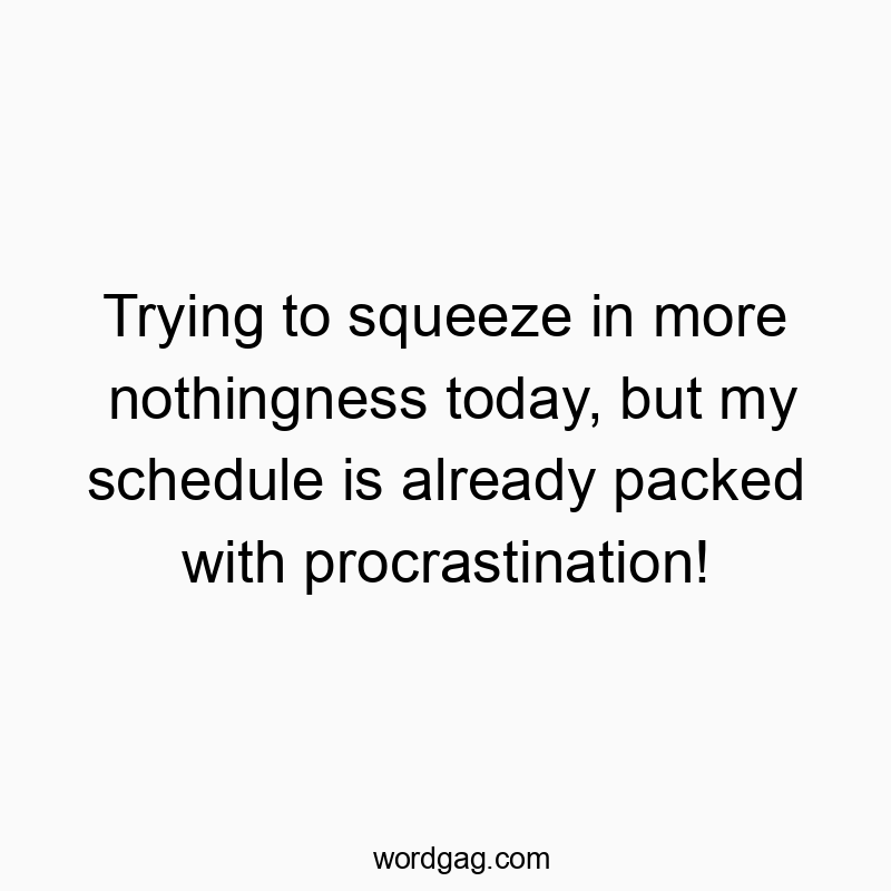 Funny nothingness quotes - Trying to squeeze in more nothingness today, but my schedule is already packed with procrastination!