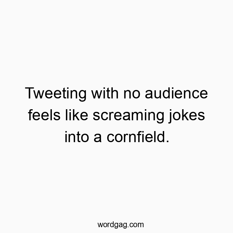 Tweeting with no audience feels like screaming jokes into a cornfield.